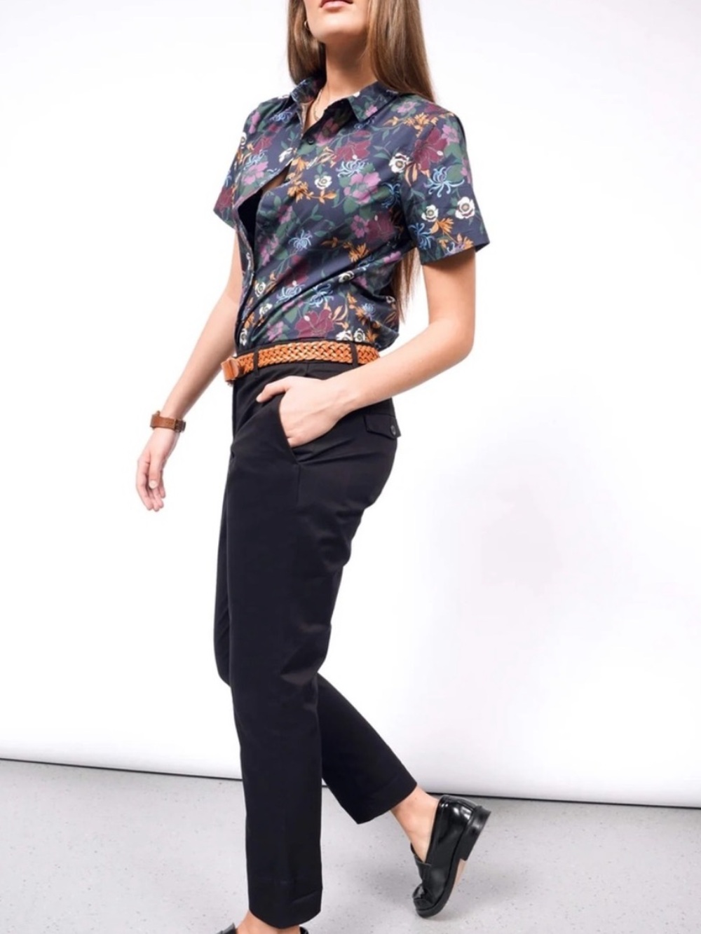 Wildfang Essential Trouser Women's 10 Black Stretch Tapered Ankle Pants NWT